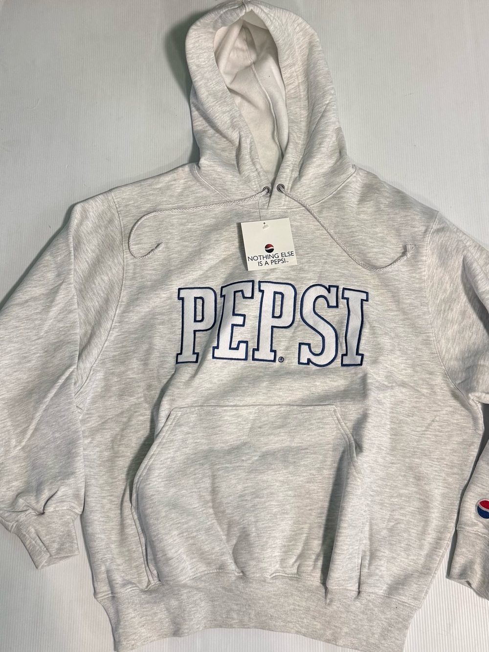 VTG Pepsi Casual Pullover Spell Out Hoodie Sweatshirt Mens Size XL Made In Macau